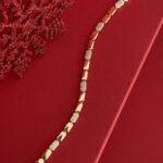 NS-Sıralı Dikdörtgen Model Zirkon Taşlı Gold Bileklik