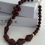Özel Seri ZR Model Geometrik Tasarım Bordo Kolye