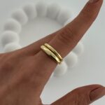 Özel Seri İkili İnce Bubble Ayarlanabilir Gold Yüzük
