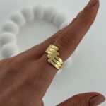 Özel Seri Geometrik Desen Ayarlanabilir Gold Yüzük