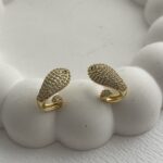 Özel Seri Zirkon Taşlı Yılan Tasarım Minik Gold Küpe