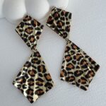 Özel Seri Leoparlı Tırtık Desen Model Maksi Boy Gold Küpe