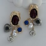 Özel Seri ZR Model Renkli Charm Detay Gold Küpe