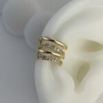 Özel Seri Zirkon Taş Detay Dört Sıra Gold Earcuff