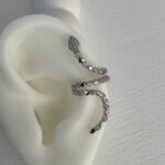 Özel Seri Yılan Tasarım Zirkon Taş Gümüş  Earcuff
