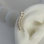 Özel Seri Yaprak Model Damla Taş  Gold Earcuff