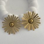 Çelik Çiçek Tasarım Gold Büyük Boy Küpe