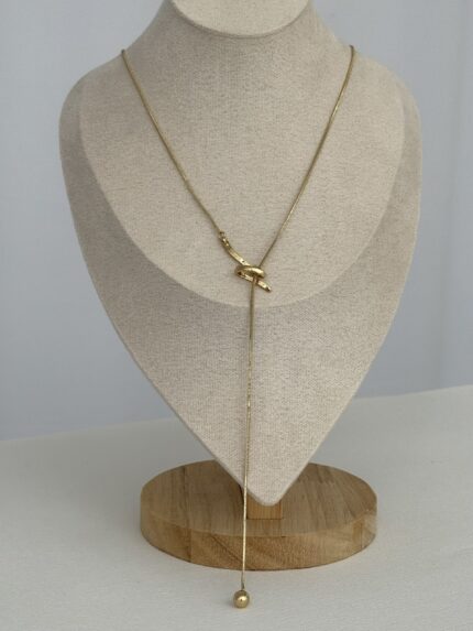 Özel Seri Top Detay Asansörlü Gold Uzun Kolye