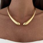 Özel Seri Damla Tasarım Gold Choker Kolye