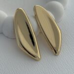 Özel Seri Asimetrik Desen Büyük Gold Küpe