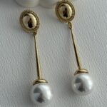Özel Seri Vintage Kiraz Model Maksi Boy Gold İnci Küpe