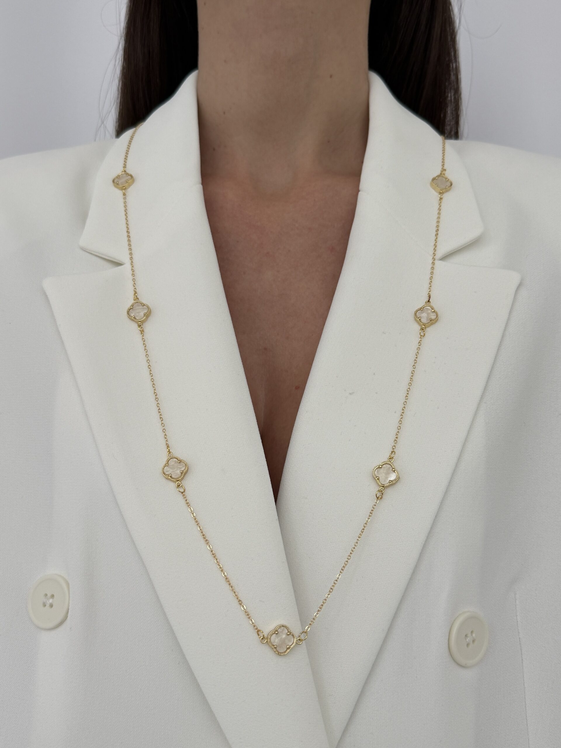 img_2832-2 Özel Seri Çift Taraflı Sedefli Yedi Yonca Tasarım Gold Kolye 60cm