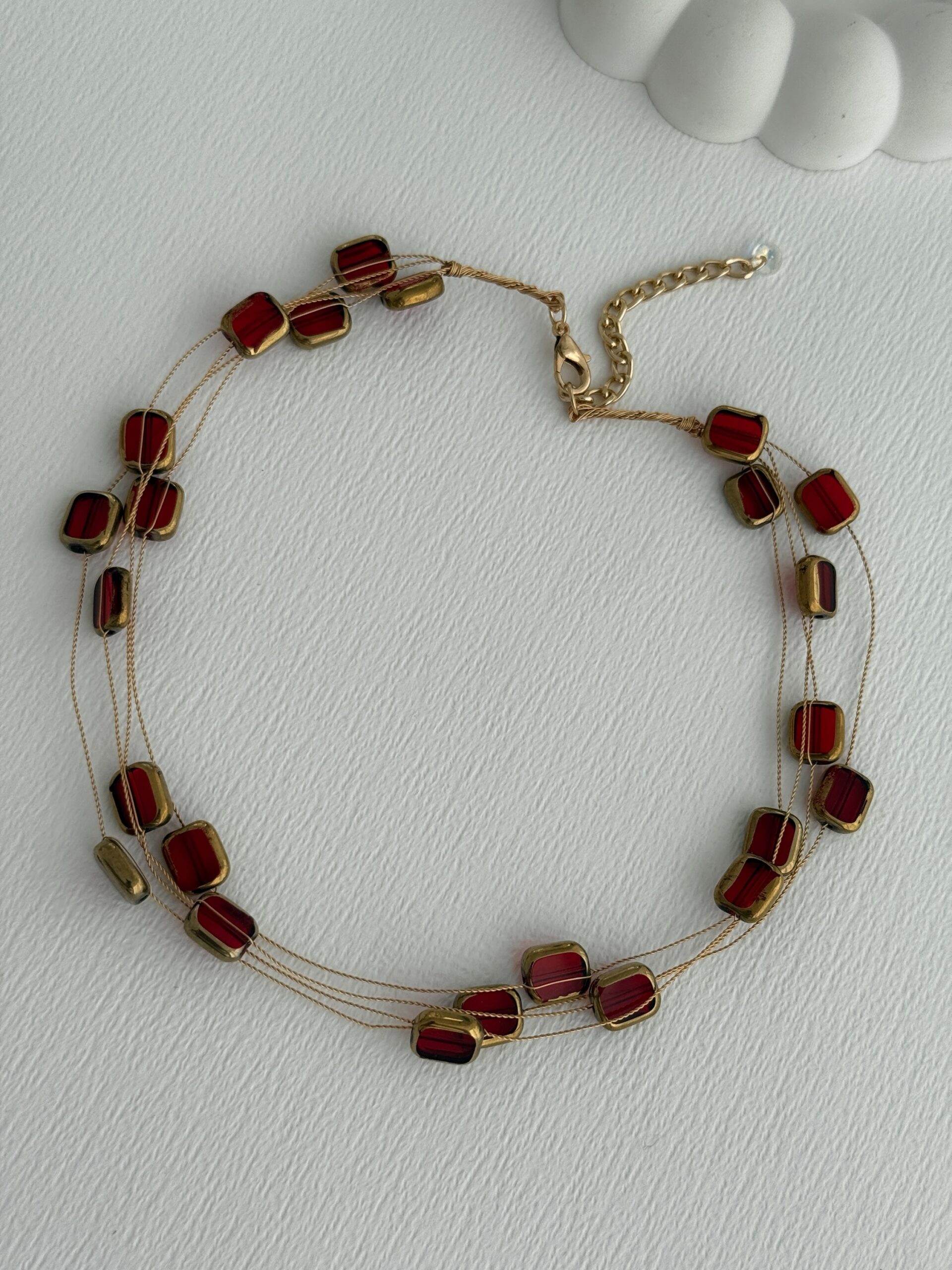 img_3093-3 Özel Seri Kırmızı Taş Üçlü Tel Tasarım Gold Kolye