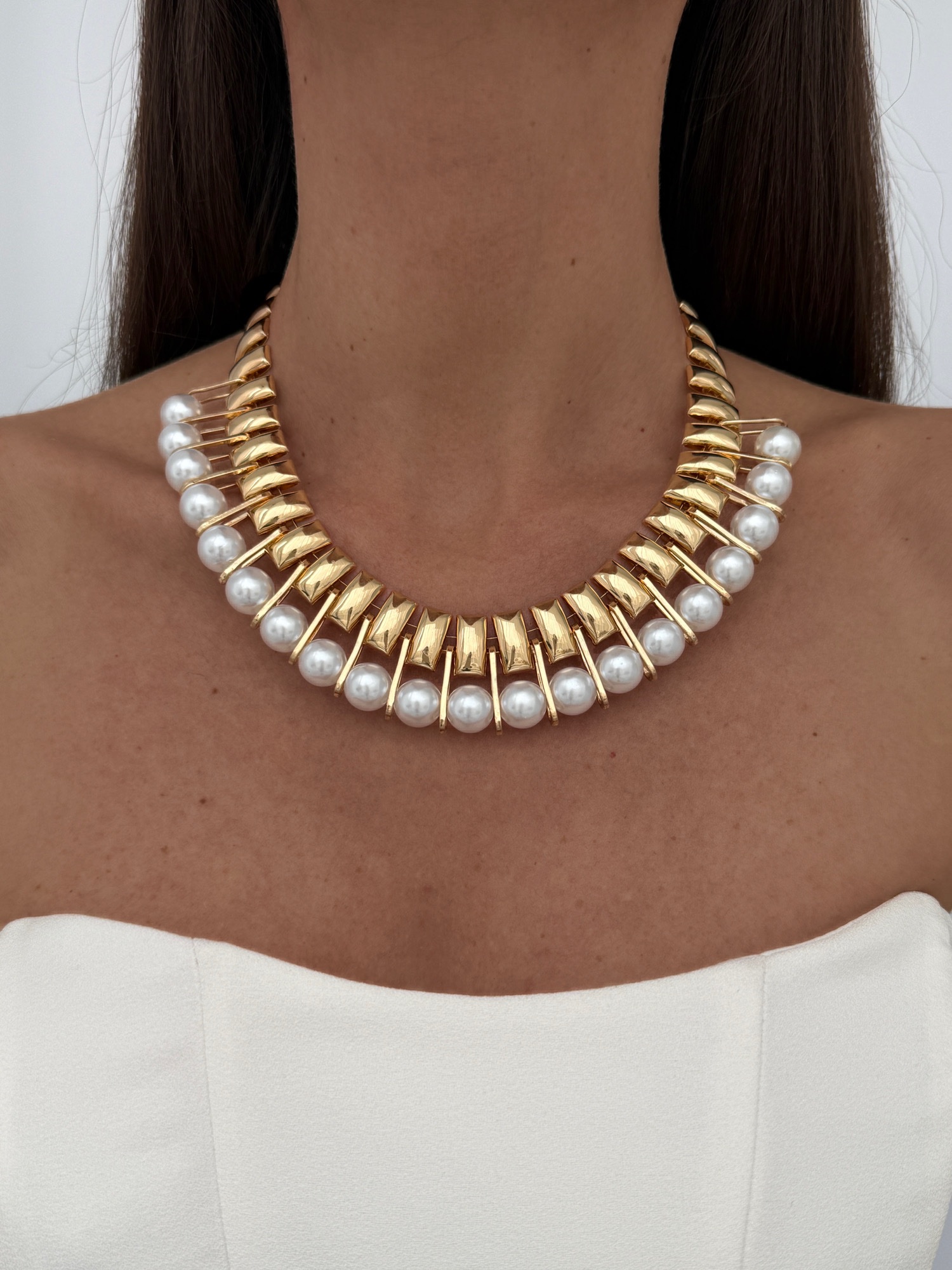 img_4115 Özel Seri İnci Detay Çift Sıralı Gold Kolye