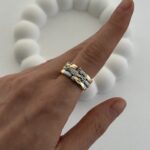 Özel Seri Zirkon Taşlı Üç Sıra Gold Ayarlanabilir Yüzük