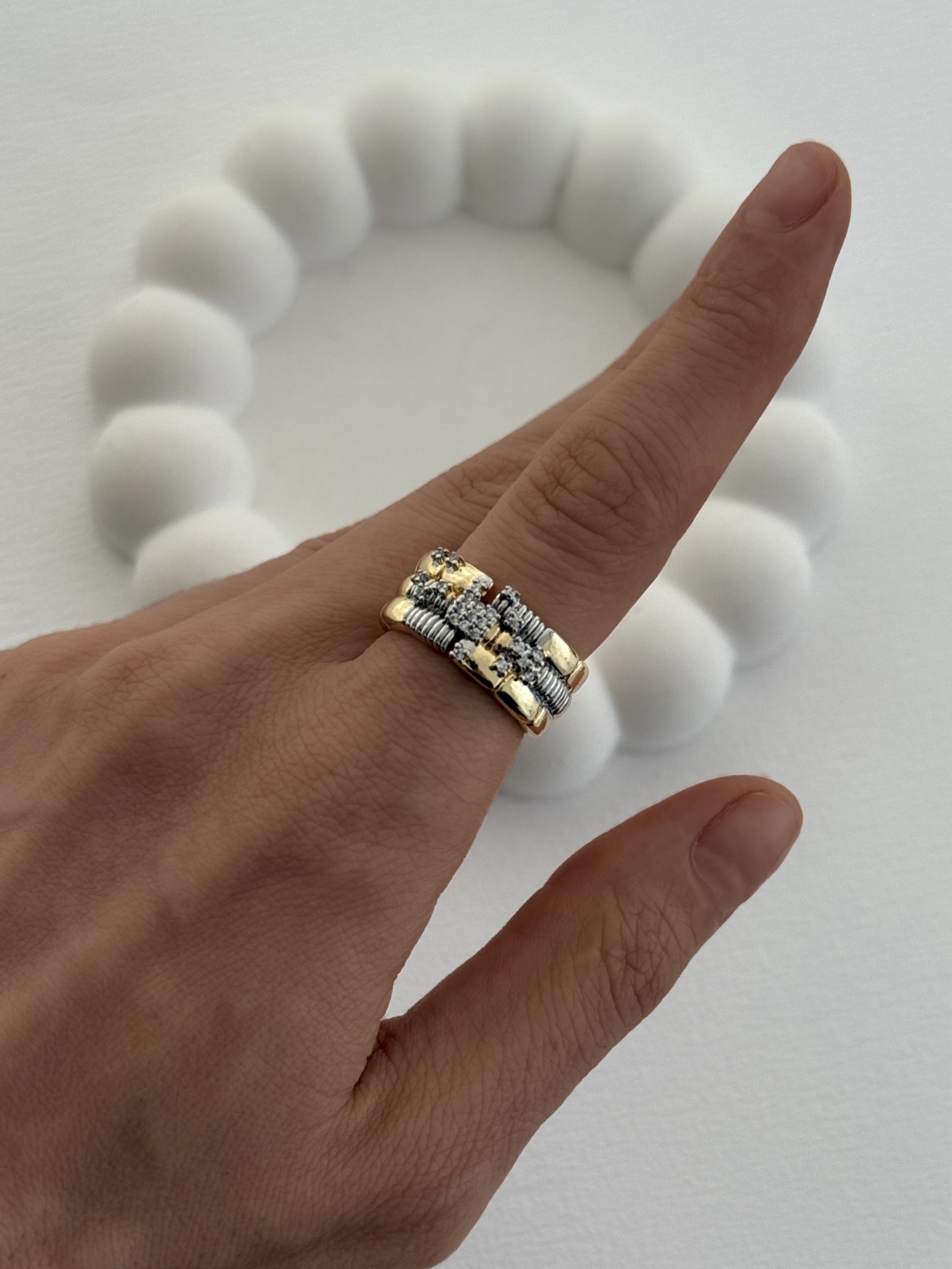 img_8129-3 Özel Seri Zirkon Taşlı Üç Sıra Gold Ayarlanabilir Yüzük