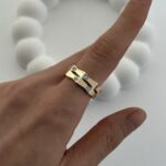Özel Seri Üçgen Zirkon Taş İkili Gold Ayarlanabilir Yüzük