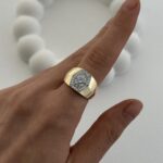 Özel Seri Zirkon Taşlı Altıgen Gold Ayarlanabilir Yüzük