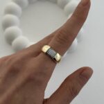 Özel Seri Zirkon Taşlı Tekli Bubble Gold Ayarlanabilir Yüzük
