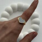 Özel Seri Zirkon Taşlı Kalp Tasarım Ayarlanabilir Gold Yüzük