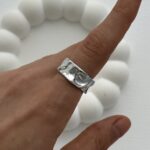 Özel Seri Pinterest Soyut Tasarım Ayarlanabilir Gümüş Yüzük