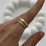 Özel Seri Pinterest İkili Asimetrik Gold Yüzük