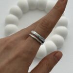 Özel Seri Pinterest İkili Asimetrik Gümüş Yüzük