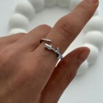 Özel Seri Pinterest Gül Tasarım Ayarlanabilir Gümüş Yüzük