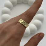 Özel Seri Pinterest Baklava Desen Ayarlanabilir Gold Yüzük