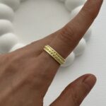 Özel Seri Pinterest Örgü Tasarım Ayarlanabilir Gold Yüzük