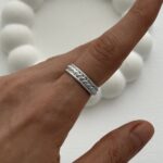 Özel Seri Pinterest Örgü Tasarım Ayarlanabilir Gümüş Yüzük