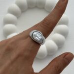 Özel Seri Pinterest İnci Detay Gümüş Şövalye Yüzük