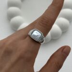 Özel Seri Pinterest İnci Detay Gümüş Şövalye Yüzük