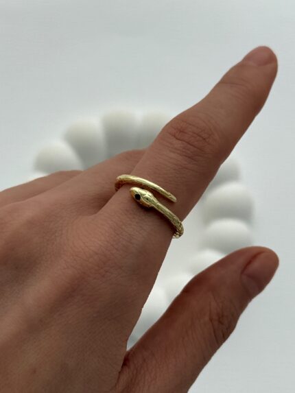 Özel Seri Pinterest Yılan Tasarım Ayarlanabilir Gold Yüzük