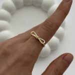 Özel Seri Pinterest Fiyonk Tasarım Ayarlanabilir Gold Yüzük