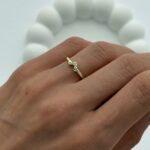 Özel Seri Pinterest Zirkon Taş V Tasarım Gold Yüzük