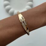 XUPING Zirkon Taşlı Elips Tasarım Gold Kelepçe Bileklik