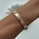 XUPING Geometrik Desen Taşlı Gold Kelepçe Bileklik