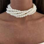 Özel Seri Bugu Tasarım Gold İnci Choker Kolye