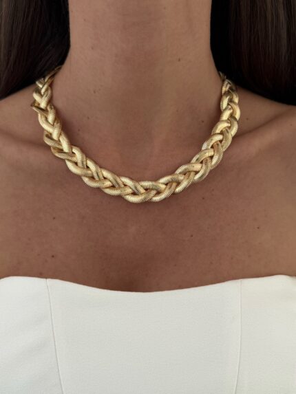 Özel Seri Üçlü İtalyan Zincir Örgü Tasarım Gold Kolye