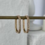 XUPING Zirkon Taşlı Sekiz Köşeli Gold Küpe