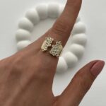 Özel Seri Zirkon Taşlı Petek Tasarım Ayarlanabilir Gold Yüzük
