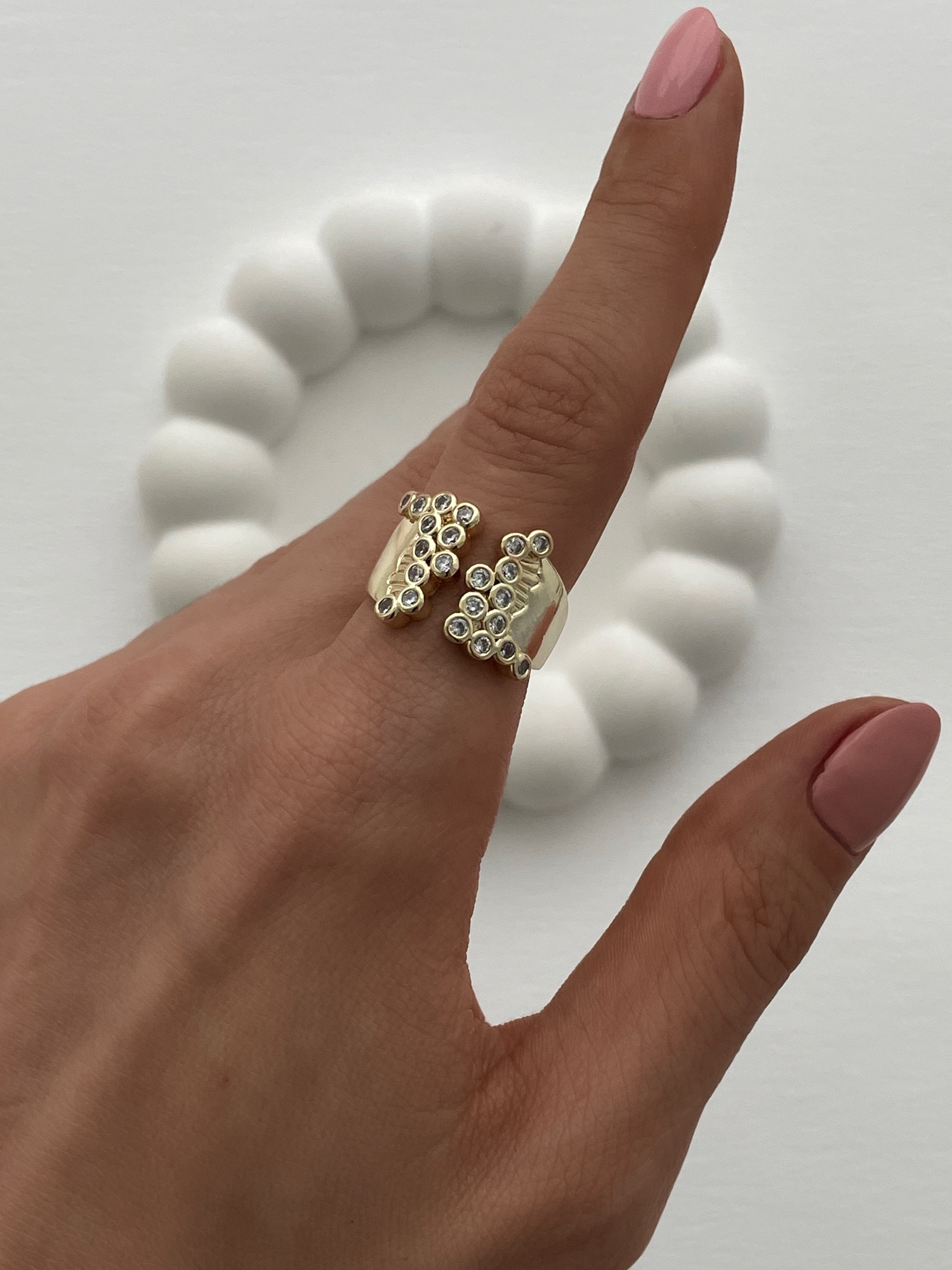 img_1801-5 Özel Seri Zirkon Taşlı Petek Tasarım Ayarlanabilir Gold Yüzük