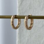 XUPING Üçlü Çizgi Tasarım Gold Halka Küpe