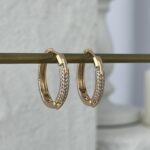 XUPING Yarısı Zirkon Taşlı Gold Halka Küpe