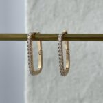 XUPING Zirkon Taşlı Oval Tasarım Gold Küpe