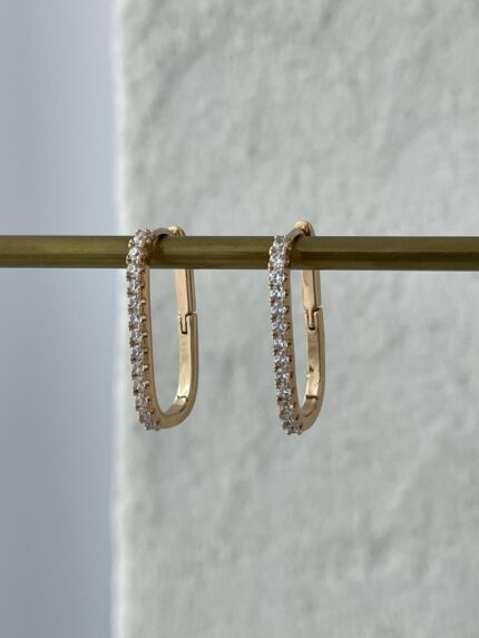 XUPING Zirkon Taşlı Oval Tasarım Gold Küpe