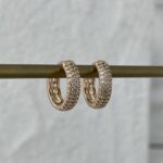 XUPING Zirkon Taşlı Kalın Mini Gold Halka Küpe