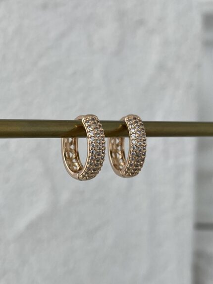 XUPING Zirkon Taşlı Kalın Mini Gold Halka Küpe