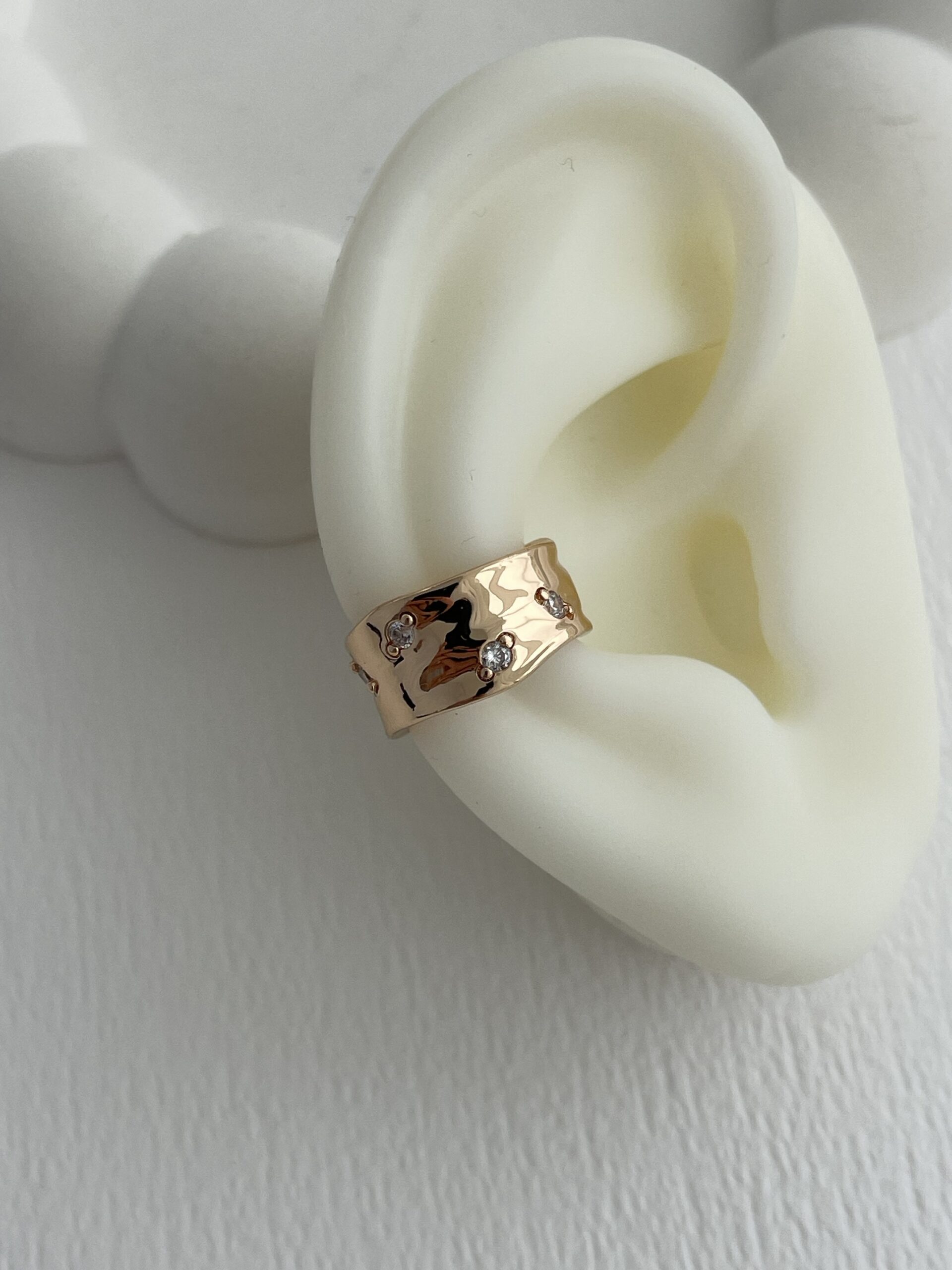 img_1978-3 XUPING Zirkon Taşlı Soyut Tasarım Gold Earcuff Küpe